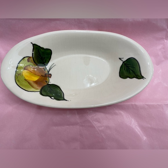 VTG HAND PAINTED TONI RAYMOND POTTERY SAUCE BOAT AND UNDER PLATE FRUIT MOTIF - Picture 7 of 10